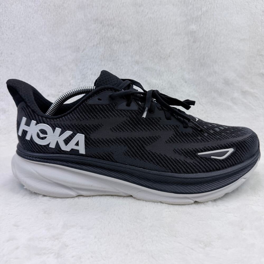 HOKA Clifton 9 Mens Running Shoes Black White Size 11.5 Athletic Sneaker